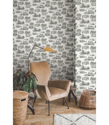 RT7863 - Modern Vista Toile Wallpaper-Toiles by York