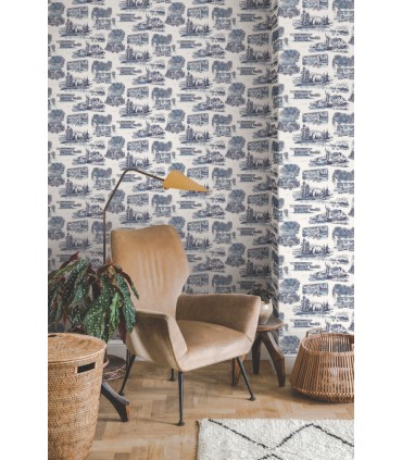 RT7862 - Modern Vista Toile Wallpaper-Toiles by York