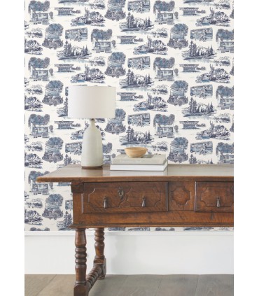 RT7862 - Modern Vista Toile Wallpaper-Toiles by York