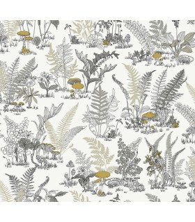 RT7892 - Mushroom Garden Toile Wallpaper-Toiles by York