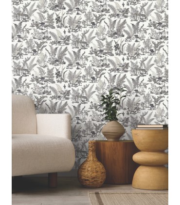 RT7893 - Mushroom Garden Toile Wallpaper-Toiles by York