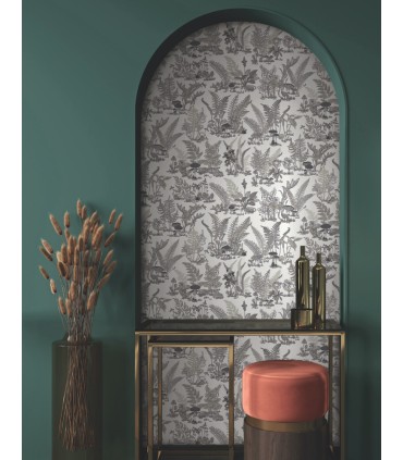 RT7893 - Mushroom Garden Toile Wallpaper-Toiles by York