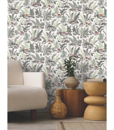 RT7891 - Mushroom Garden Toile Wallpaper-Toiles by York