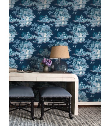 RT7901 - Pagoda And Sampan Scenic Wallpaper-Toiles by York