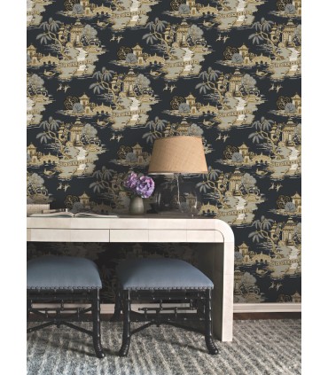 RT7902 - Pagoda And Sampan Scenic Wallpaper-Toiles by York