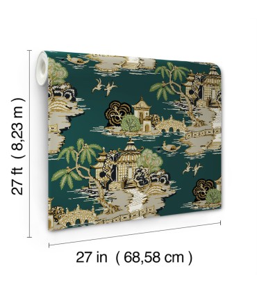 RT7903 - Pagoda And Sampan Scenic Wallpaper-Toiles by York