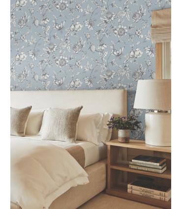 RT7853 - Passion Flower Toile Wallpaper-Toiles by York