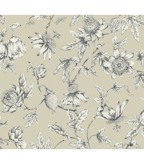 RT7854 - Passion Flower Toile Wallpaper-Toiles by York
