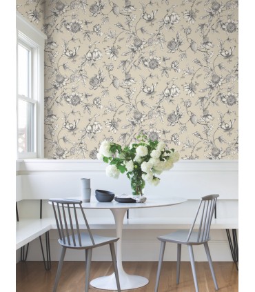 RT7854 - Passion Flower Toile Wallpaper-Toiles by York
