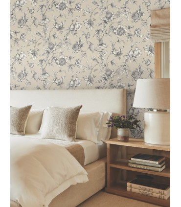 RT7854 - Passion Flower Toile Wallpaper-Toiles by York