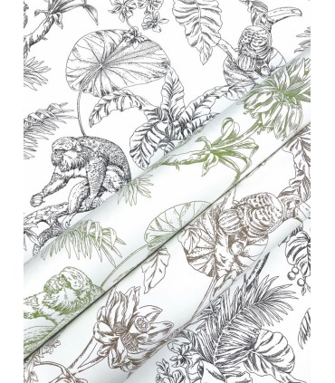 RT7841 - Tropical Sketch Toile Wallpaper-Toiles by York