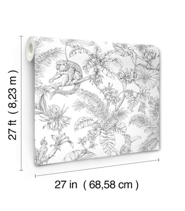 RT7841 - Tropical Sketch Toile Wallpaper-Toiles by York