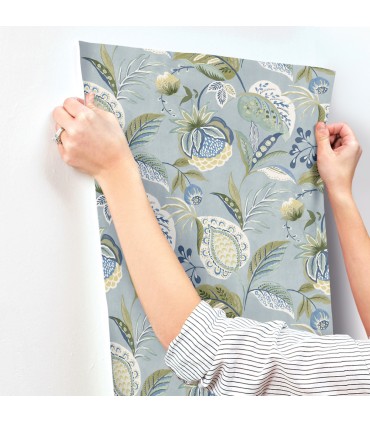 3125-72300 - Bohemian Blue Jacobean Wallpaper-Kinfolk