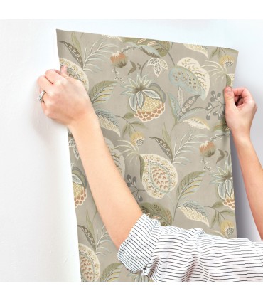 3125-72301 - Bohemian Taupe Jacobean Wallpaper-Kinfolk