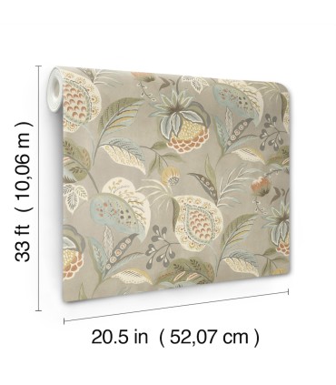 3125-72301 - Bohemian Taupe Jacobean Wallpaper-Kinfolk