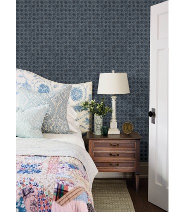 3125-72306 - Button Block Navy Geometric Wallpaper-Kinfolk