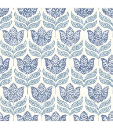 3125-72345 - Cathal Blue Tulip Block Print Wallpaper-Kinfolk