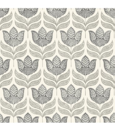 3125-72343 - Cathal Charcoal Tulip Block Print Wallpaper-Kinfolk