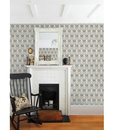 3125-72343 - Cathal Charcoal Tulip Block Print Wallpaper-Kinfolk