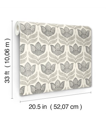 3125-72343 - Cathal Charcoal Tulip Block Print Wallpaper-Kinfolk