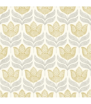 3125-72342 - Cathal Mustard Tulip Block Print Wallpaper-Kinfolk