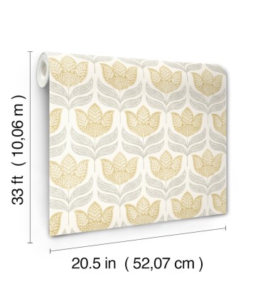 3125-72342 - Cathal Mustard Tulip Block Print Wallpaper-Kinfolk