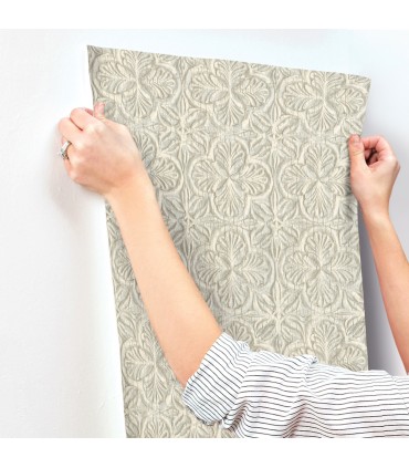 3125-72335 - Karachi Aqua Wooden Damask Wallpaper-Kinfolk