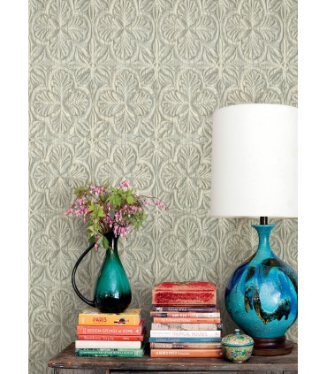 3125-72335 - Karachi Aqua Wooden Damask Wallpaper-Kinfolk