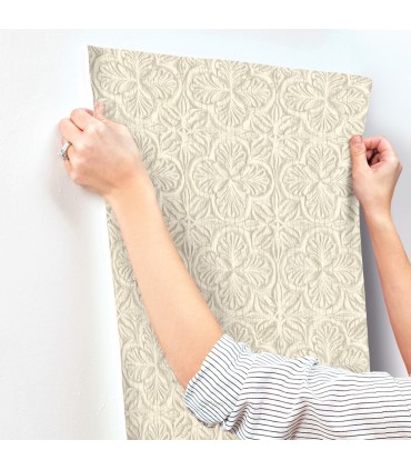 3125-72333 - Karachi Cream Wooden Damask Wallpaper-Kinfolk