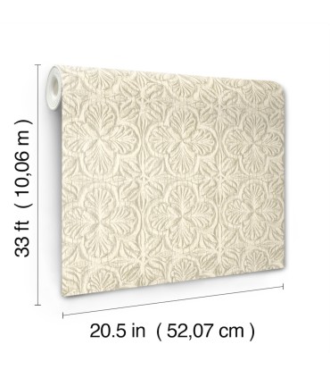 3125-72333 - Karachi Cream Wooden Damask Wallpaper-Kinfolk