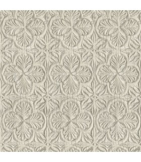 3125-72336 - Karachi Taupe Wooden Damask Wallpaper-Kinfolk