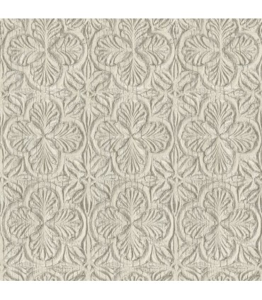 3125-72336 - Karachi Taupe Wooden Damask Wallpaper-Kinfolk