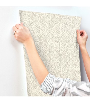 3125-72334 - Karachi White Wooden Damask Wallpaper-Kinfolk