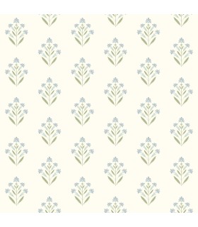 3125-72351 - Kova Aquamarine Floral Crest Wallpaper-Kinfolk