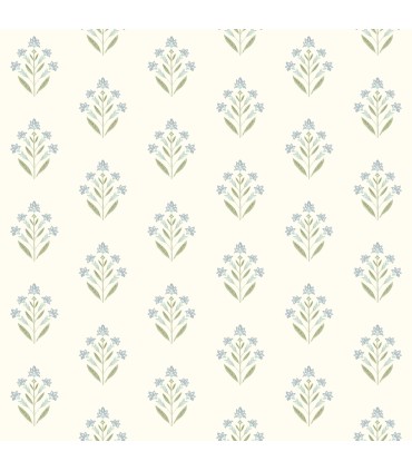 3125-72351 - Kova Aquamarine Floral Crest Wallpaper-Kinfolk