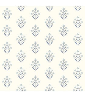 3125-72347 - Kova Blue Floral Crest Wallpaper-Kinfolk