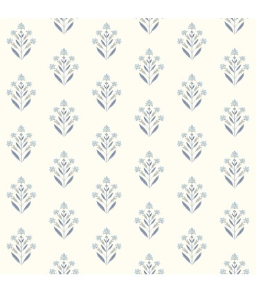 3125-72347 - Kova Blue Floral Crest Wallpaper-Kinfolk