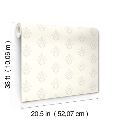 3125-72349 - Kova Dove Floral Crest Wallpaper-Kinfolk
