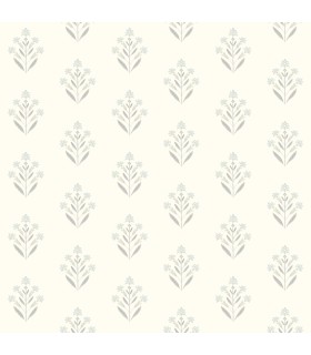 3125-72350 - Kova Light Blue Floral Crest Wallpaper-Kinfolk