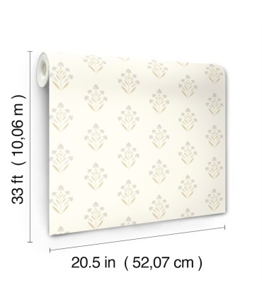 3125-72348 - Kova Yellow Floral Crest Wallpaper-Kinfolk