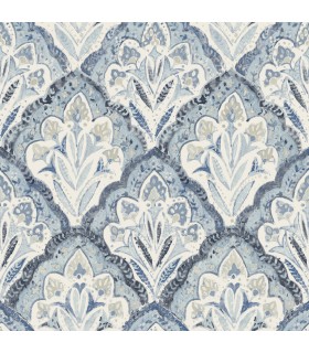 3125-72337 - Mimir Blue Quilted Damask Wallpaper-Kinfolk