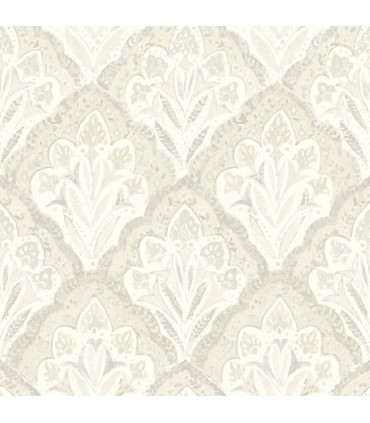 3125-72339 - Mimir Dove Quilted Damask Wallpaper-Kinfolk