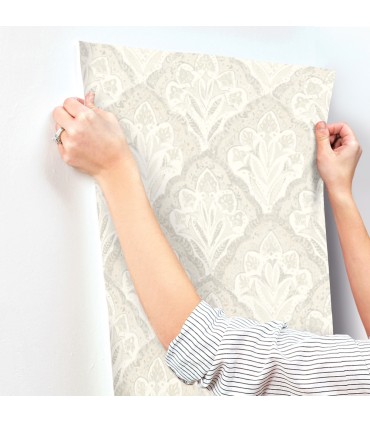 3125-72339 - Mimir Dove Quilted Damask Wallpaper-Kinfolk