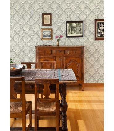 3125-72340 - Mimir Grey Quilted Damask Wallpaper-Kinfolk