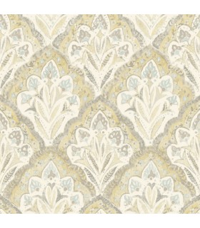 3125-72338 - Mimir Mustard Quilted Damask Wallpaper-Kinfolk