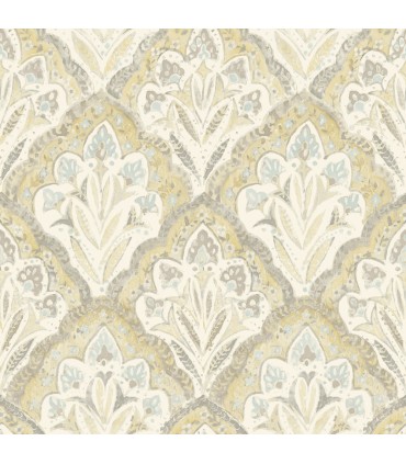3125-72338 - Mimir Mustard Quilted Damask Wallpaper-Kinfolk