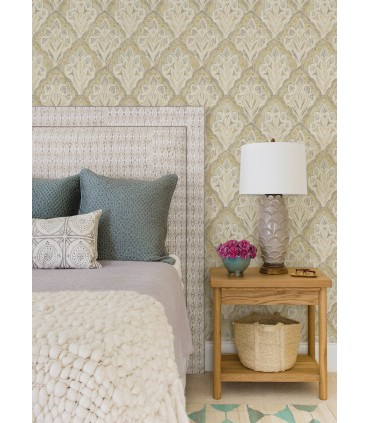 3125-72338 - Mimir Mustard Quilted Damask Wallpaper-Kinfolk