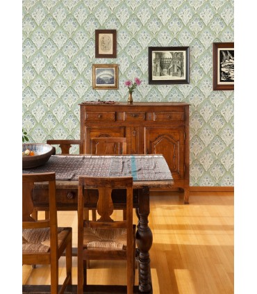 3125-72341 - Mimir Aquamarine Quilted Damask Wallpaper-Kinfolk