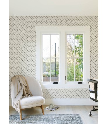 3125-72366 - Oswin Black Tiered Herringbone Wallpaper-Kinfolk