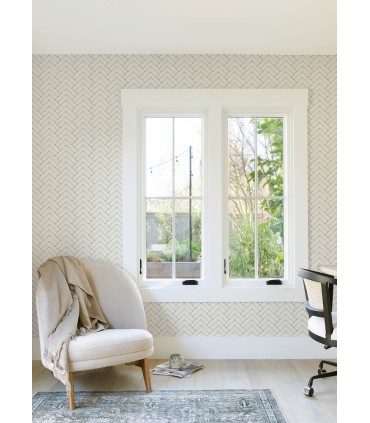 3125-72364 - Oswin Grey Tiered Herringbone Wallpaper-Kinfolk